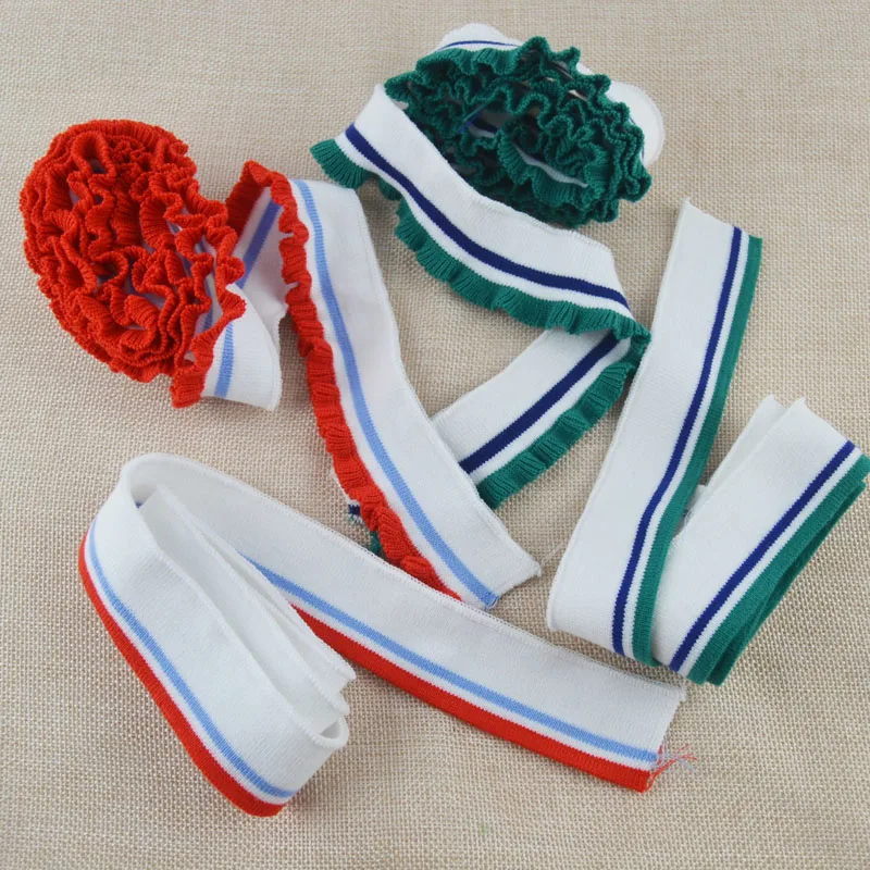 

4Pcs Children's adult T-shirt round neck short sleeve ribbon lace Flounce-threaded neck DIY coat decoration accessories Z1502