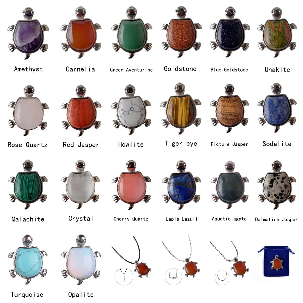 Женский свитер цепь ожерелье с натуральными камнями черепаха кристалл кулон ожерелье s ювелирные изделия Одежда аксессуары Прямая