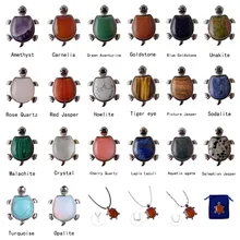 Женский свитер цепь ожерелье с натуральными камнями черепаха кристалл кулон ожерелье s ювелирные изделия Одежда аксессуары Прямая