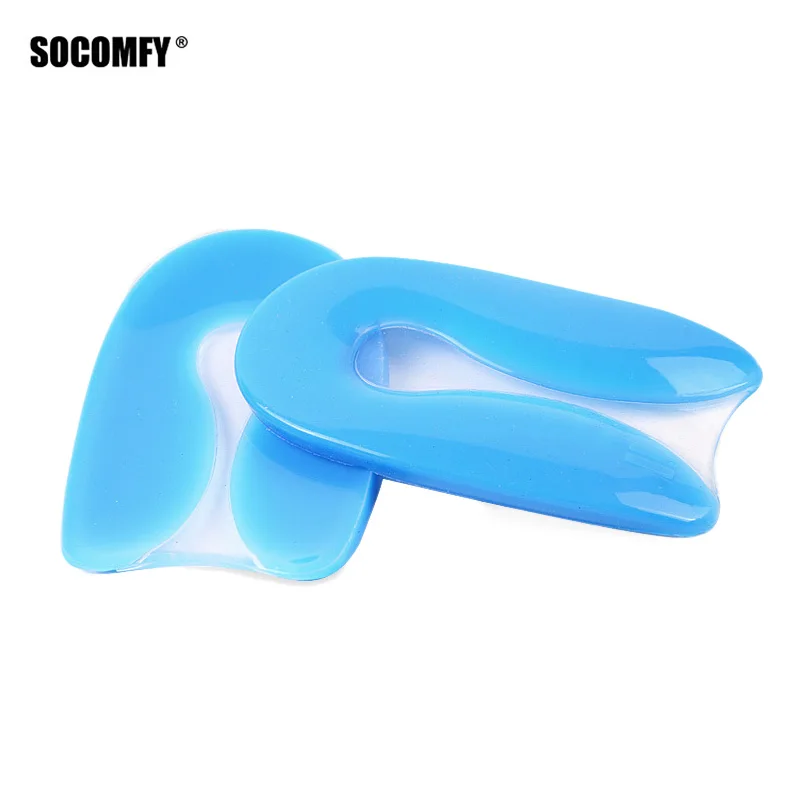 

SOCOMFY Silicone Gel Blue U Shape Increase Shoe Heel Cups cushions Inserts Insoles Pad Foot care