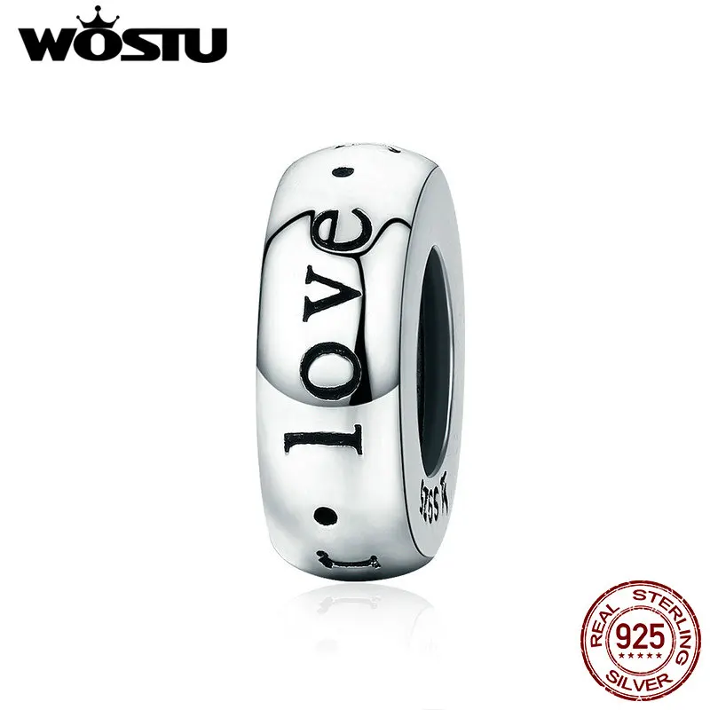 WOSTU Genuine 100% 925 Sterling Silver Forever Love Spacer Stopper Beads fit Wostu Original Charm Bracelet Jewelry Gift CQC595 WOSTU Genuine 100% 925 Sterling Silver Forever Love Spacer Stopper Beads fit Wostu Original Charm Bracelet Jewelry Gift CQC595