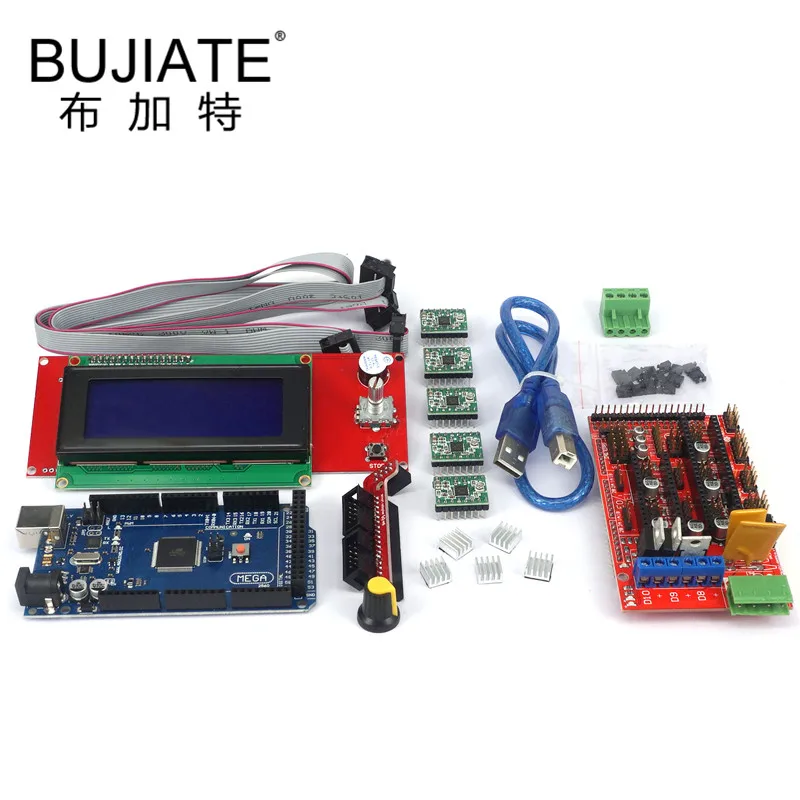 

2004 LCD Screen Mega 2560 R3 Ramps 1.4 Control Board Adapter with A4988 Driver Cable Motherboard Kit 3D Printers Parts DIY Part