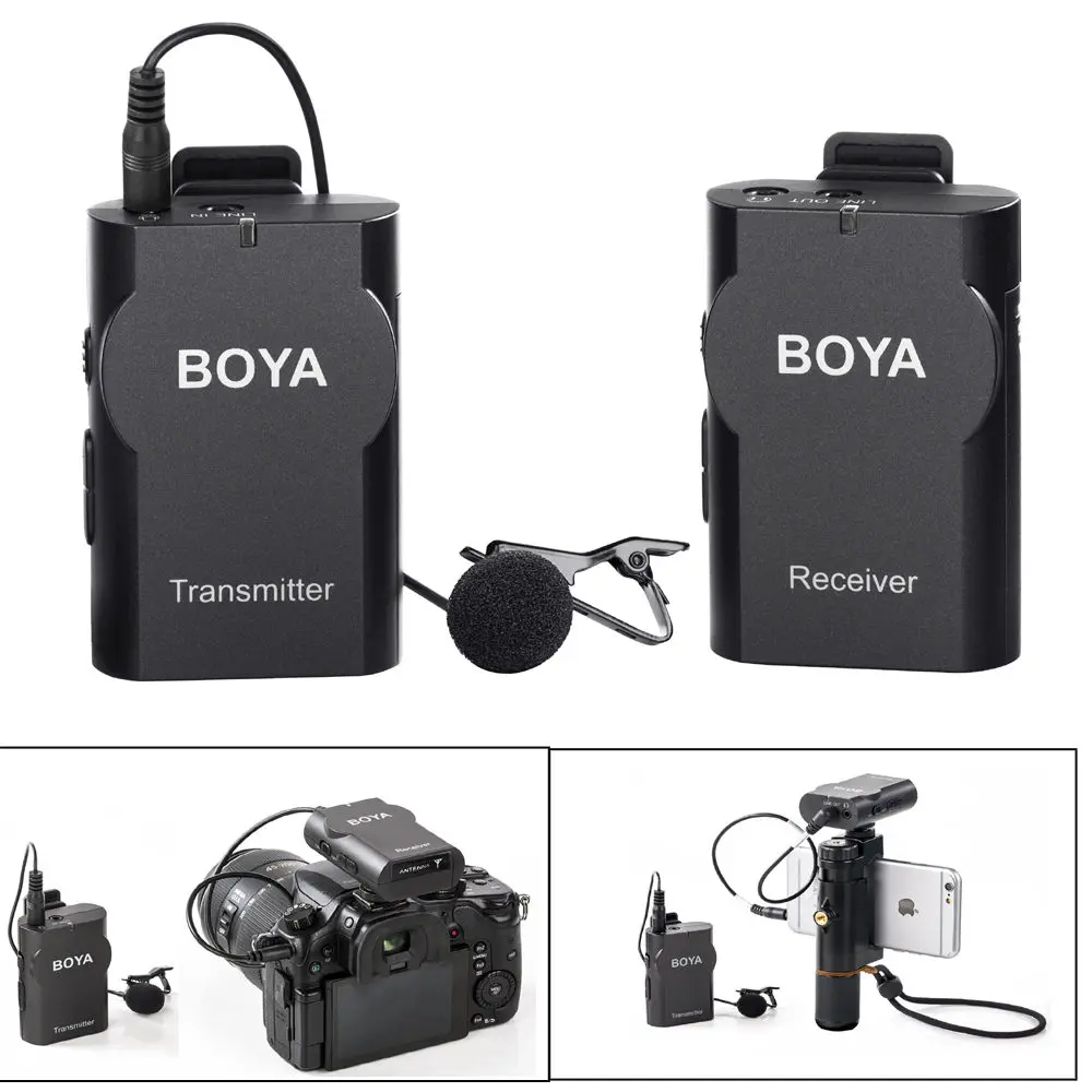 

BY-WM4 Wireless Lapel Lavalier Microphone System for Smartphones Phone DSLR PC Computer Camcorder Recorder Audio Video Recording