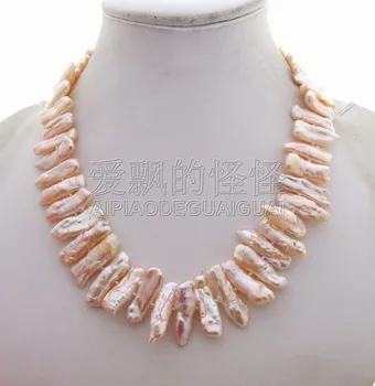 

N101006 Stunning! 25mm Pink Biwa Pearl Necklace