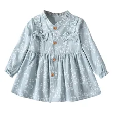 Осенние платья для маленьких девочек; платье для малышей с цветочным принтом; повседневная и милая Одежда для девочек; одежда с длинными рукавами для маленьких девочек