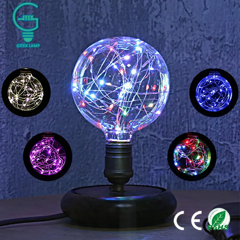 Светодиодная сказочная лампа E27 Винтажный дизайн 110 В/220 В G95 RGB струнный