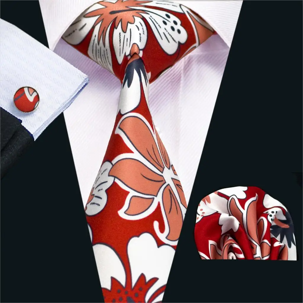 

FA-1210 New Arrival Fashion Print Ties For Men High Quality Brand Design Necktie Handkerchief Cufflinks Set For Wedding Party