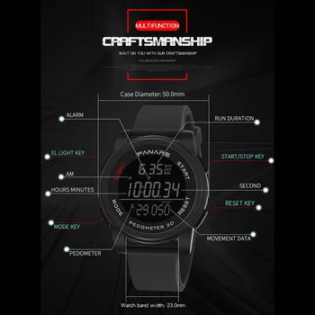 

PANARS Fashion Waterproof Running Step Counter Men's Sports Electronic Watch digital Watch fashion gif Men's watch Outdoor sport