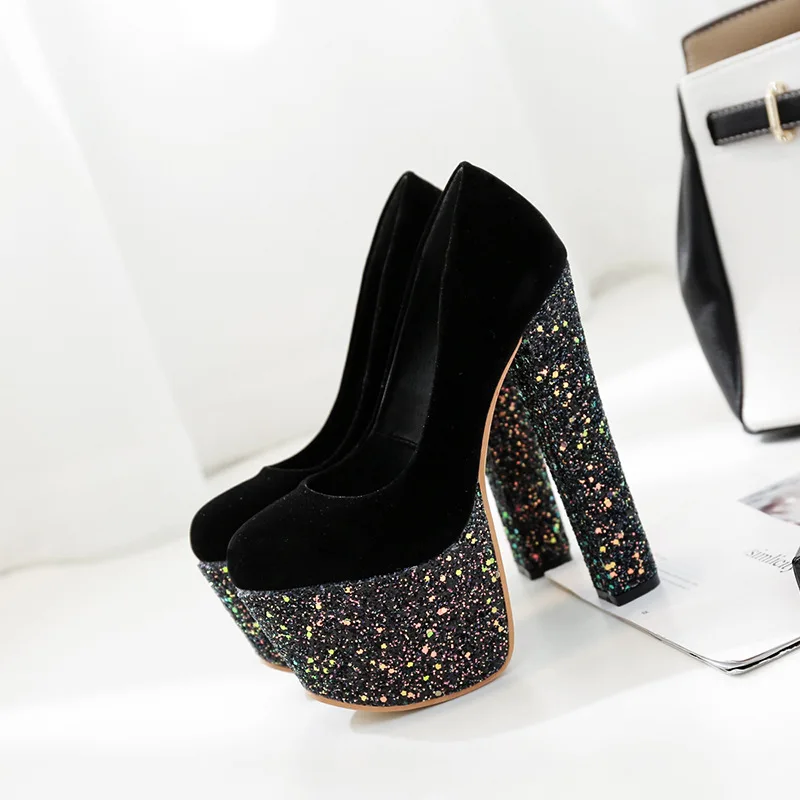 New nightclub waterproof platform 18CM super high heel single shoes catwalk night show stiletto shoes.