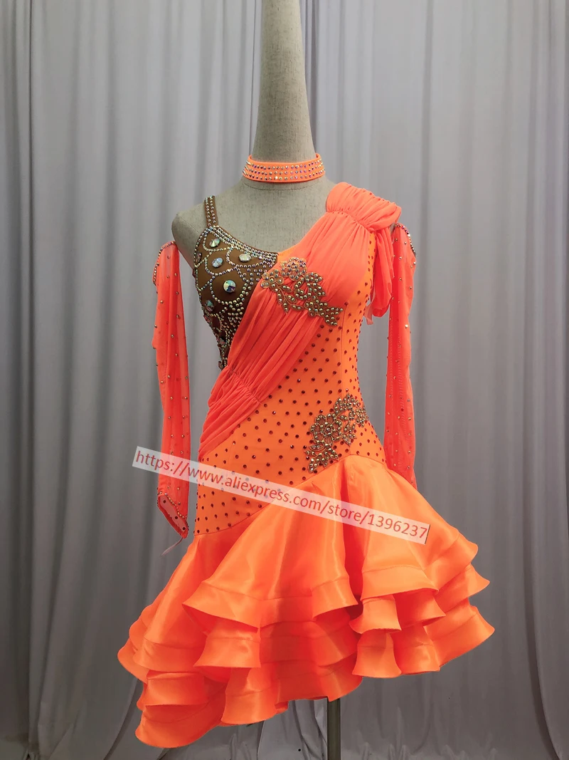 Женская юбка для латинских соревнований, Новое поступление, профессиональная одежда для латинских танцев Самба, женское платье для Румба латиноамериканские танцы