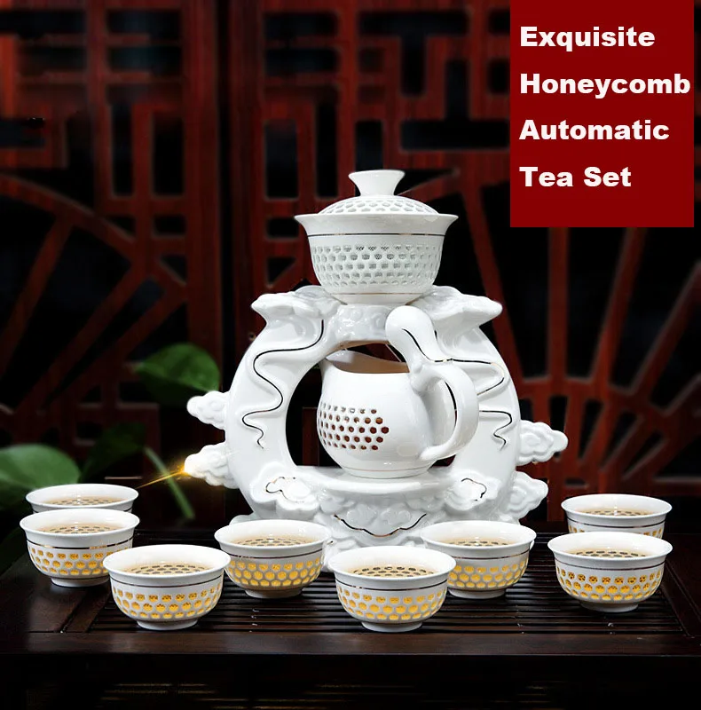 Exquisite Automatic Tea Set Chinese Ceramic Kung Fu Tea Set