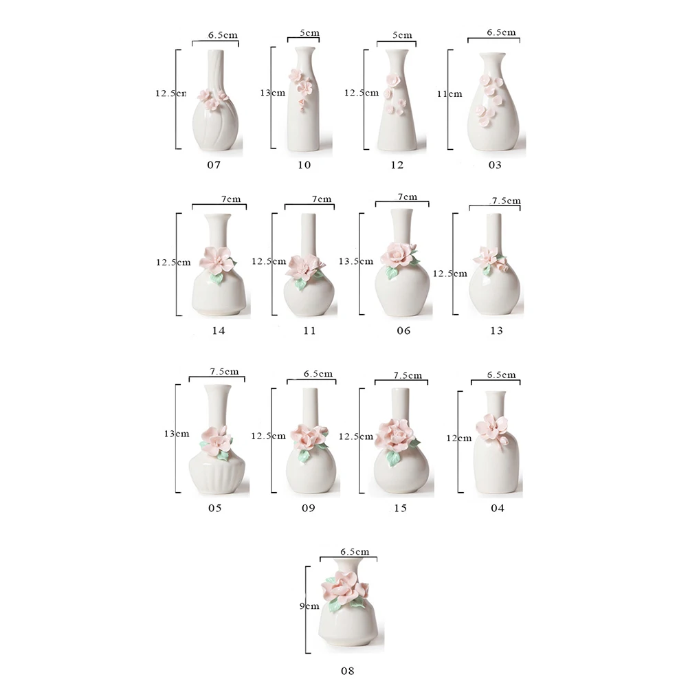 1 шт., изысканная керамическая ваза ручной работы, одноцветная мини-ваза, креативная ваза с простым цветочным дизайном, белая фарфоровая ваза для дома