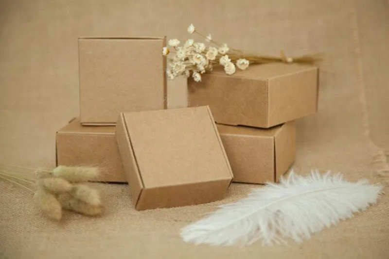 8*6*2.2cm brown kraft paper gift boxes kraft cardboard box kraft paper handmade jewelry package
