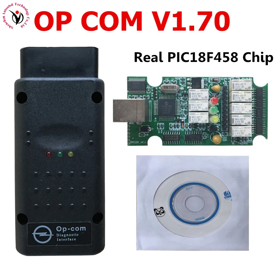 Новый OP COM opel V1.70 OPCOM с лучшим зеленым чипом PCB PIC18F458 OBD2 CAN BUS для Opel obd2