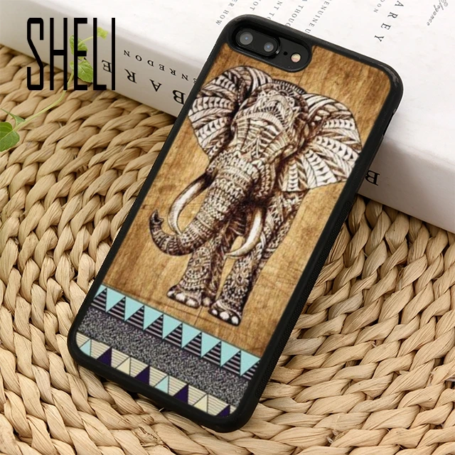 SHELI Indian Elephant with wooden style Phone Case Cover For iPhone 5 6s 7 8 plus 11 pro X XR XS Max Samsung S7 edge S8 S9 10 |