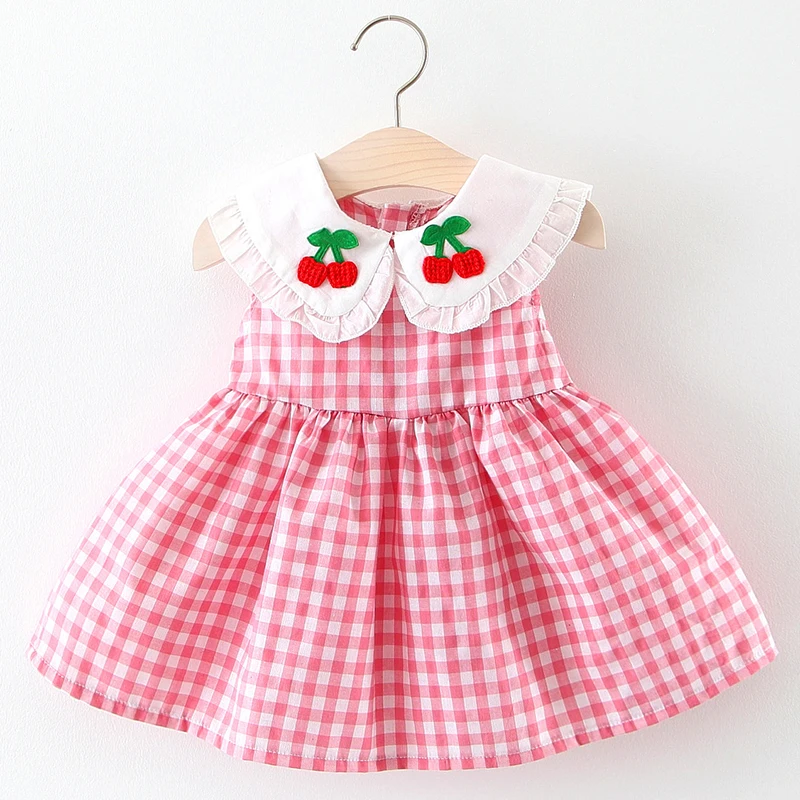 

plaid 2019 summer cute toddler girl dresses fruits infant girl dresses baby clothes sleeveless 12 months pink baby girl dresses