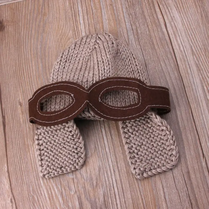 Baby Photography Props Accessories Kids Air Force Cap Manual Knitting Hat Baby Photo Props Pilot Style Hats Newborn Fotografia