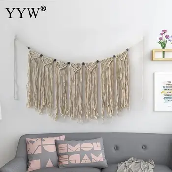 

2pcs Scandinavian Macrame Woven Wall Hanging Woven Cotton Tassels Bohemian Home Decor Apartment Dorm Room Decoration For Home