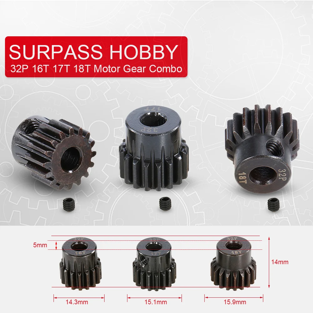 

SURPASS HOBBY 32P 16T 17T 18T / 19T 20T 21T Pinion Motor Gear for 1/8 RC Off-Road Car Truck