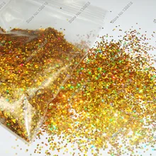 50 г-1 мм(1/2") голографический лазер золотой цвет ослепительный шестиугольные блестки Spangle форма для дизайна ногтей и блестки для рукоделия