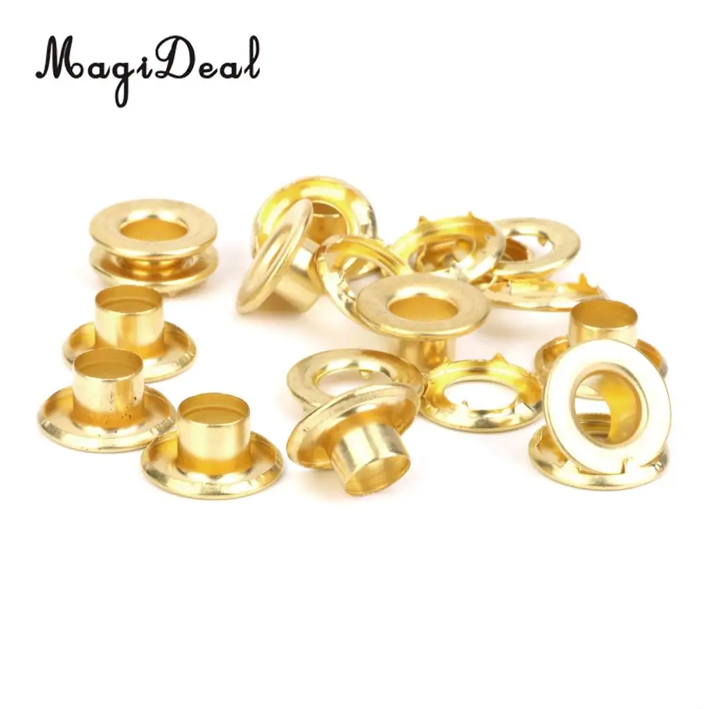 MagiDeal 10 Pieces Copper Tent Awning Grommets Tarp Eyelets Replacement Kit Gold for Camping Hiking Jeans Clothes Accessories