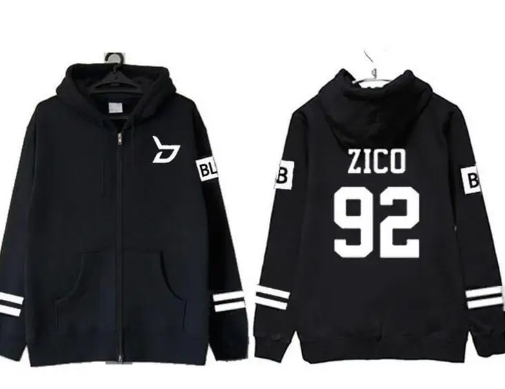 

Kpop block b member name printing zipper hoodie jackets for fans supportive autumn winter fleece unisex zico po sweatshirt
