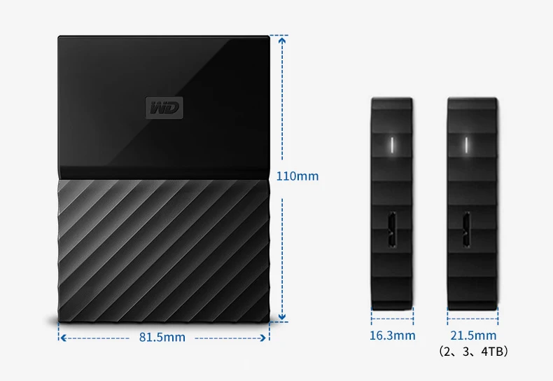 WD My Passport 1 ТБ 2 ТБ внешний жесткий диск USB 3,0 портативное шифрование жесткого диска HD Жесткий диск SATA для ноутбуков Windows Mac