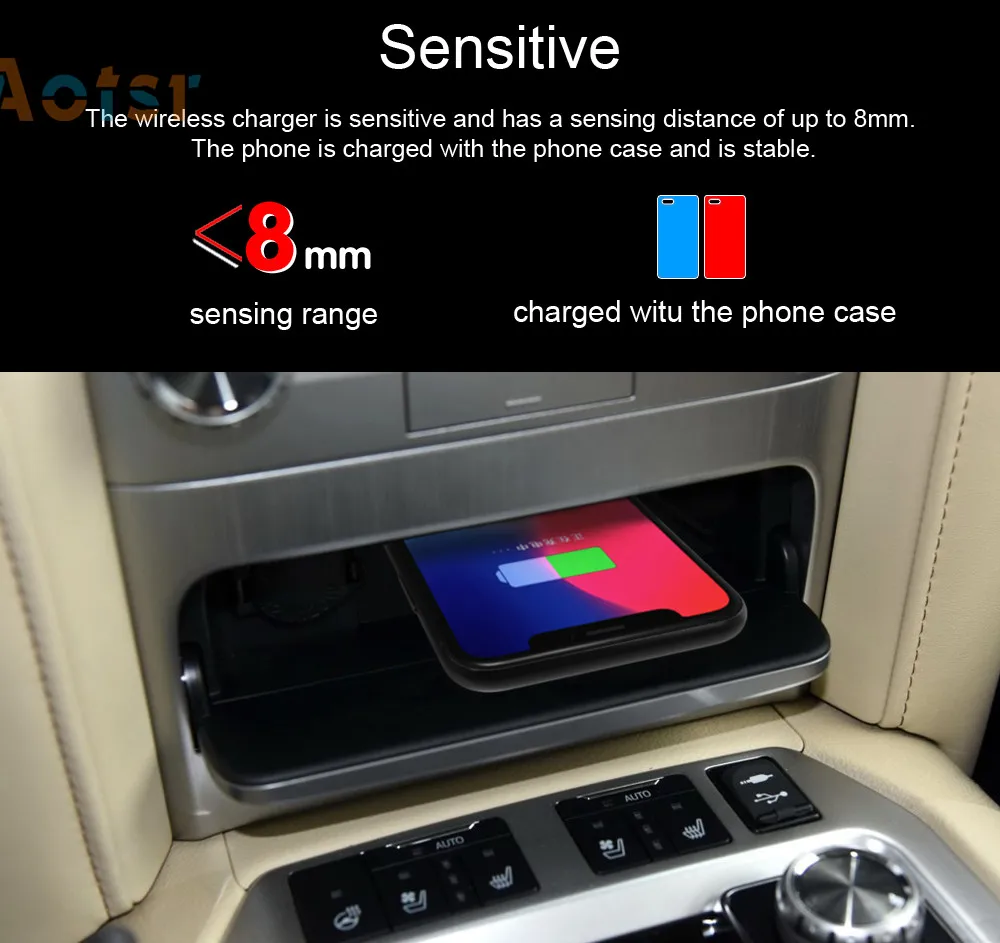 Perfect QI car wireleess charger for Toyota LAND CRUISER 2014+ Intelligent Infrared Fast Wireless Charging Car Phone Holder for iphone 3