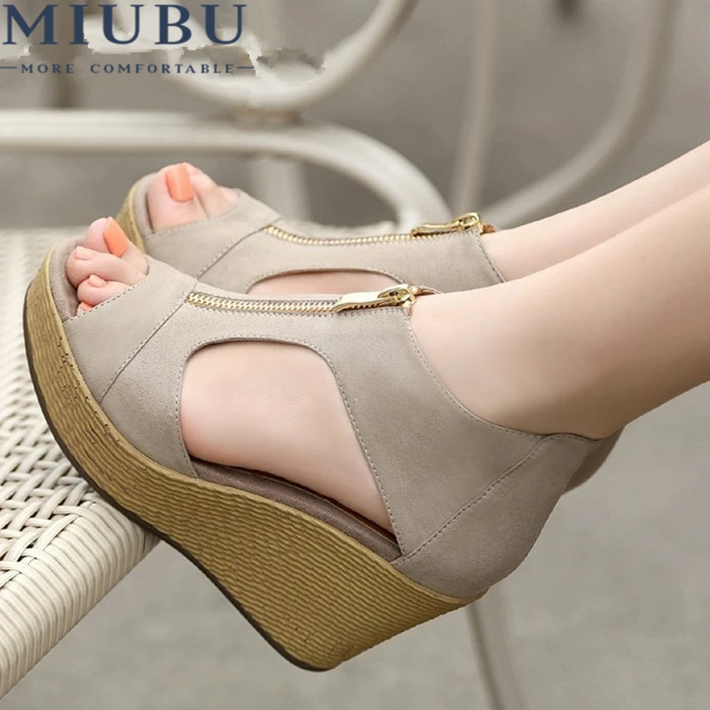 MIUBU новый стиль искусственная платформа танкетка винтажные высокие каблуки