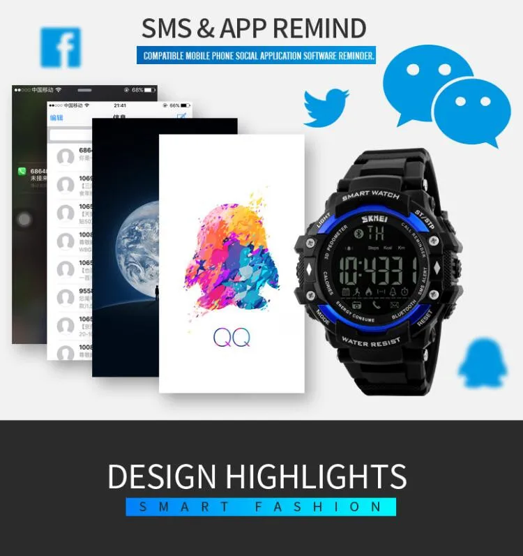 fitness watches for women SKMEI Smart Watch For Apple Android Women Sports Watches Bluetooth Pedometer Camera Smartwatch Waterproof Wristwatches men's water resistant watches