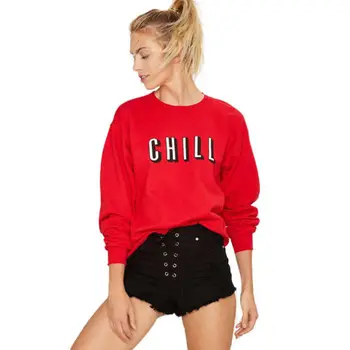 

Hirigin Women Long Sleeve Red Color Letters Print Hoodie Pullover Warm Sweatshirt Casual Hooded Summer Tops