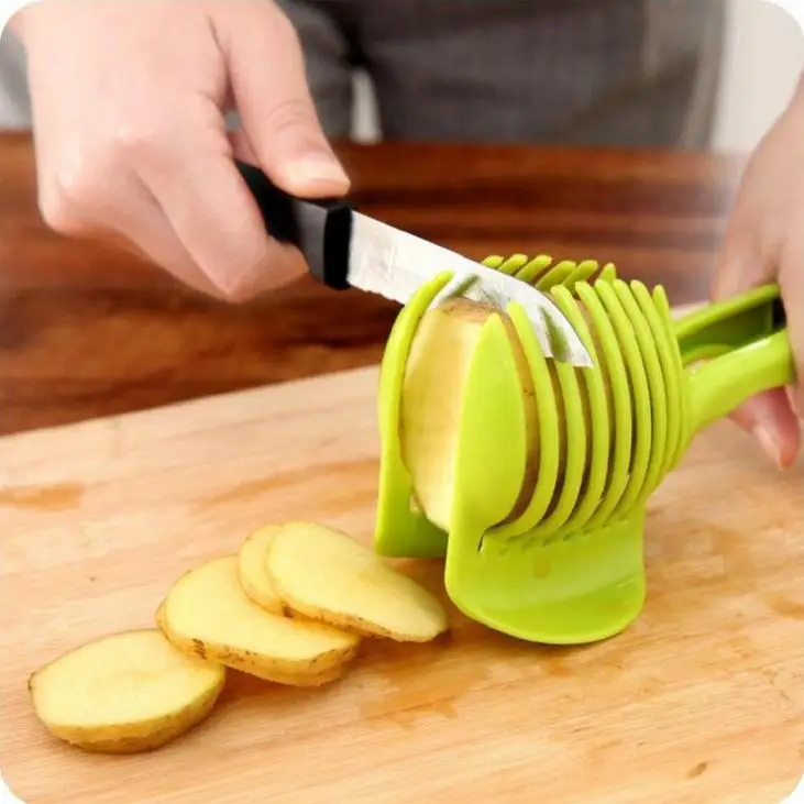 

Plastic Potato Slicer Tomato Cutter Tool Shreadders Lemon Cutting Holder Cooking Tools Kitchen Accessories