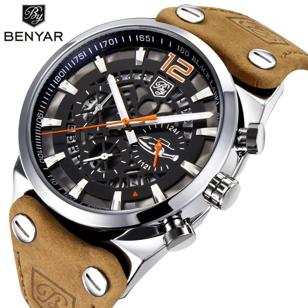 

BENYAR Wristwatches Men Chronograph Sport Mens Watches Fashion Brand Military Waterproof Quartz Watch Clock Relogio Masculino