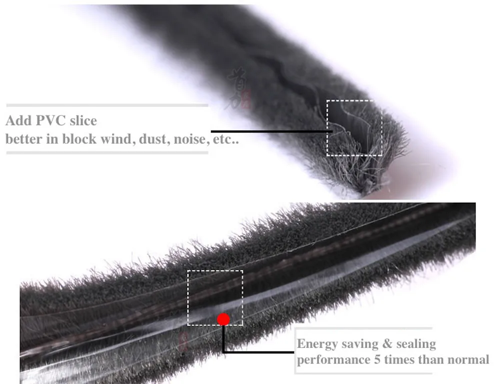 Войлочный уплотнитель Шерстяной Ворс Погода полосы окна Дверной щеточный уплотнитель 5x6 мм 5x8 мм 5x10 мм 5x12 мм 5x15 мм 7x20 мм 10 м черный