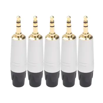 

5pcs 3 Pole Gold-plated 3.5mm Solder Connector Repair Headphone Jack Plug
