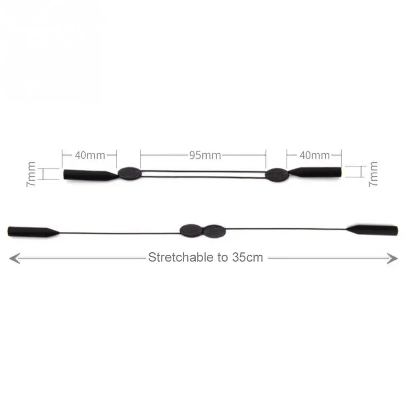 Черный Эластичный Силиконовый ремешок для очков, цепочка для очков, цепочка для чтения, украшенная бусинами, цепочка для глаз, держатель шнура, ремешок для шеи, веревка
