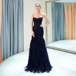 Элегантный Русалка вечернее платье es 2018 Sexy бретелек темно-синий Формальное вечернее платье Плюс Размер Пром Платье Vestido de Noiva