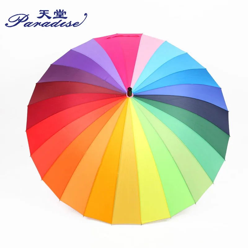 Fashion Women parasol Rainbow Umbrella Big Long Handle Straight Colorful Umbrella Female Sunny And Rainy Umbrella