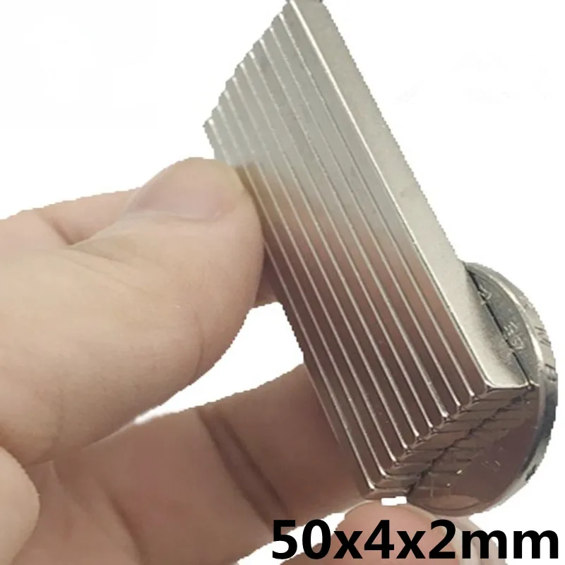 10 шт. 50x4x2 мм сильные N35 неодимовые магниты Блок Редкоземельные DIY мощный постоянный магнит
