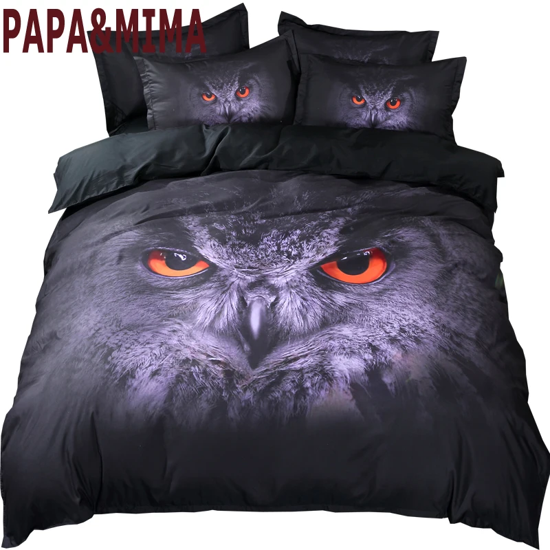 

Papa&Mima 3D owl cartoon animals Quilt Cover Sets Horse with Printed bedding set 3pcs duvet cover sets no bed sheet Polyester