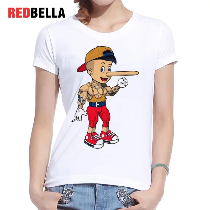 REDBELLA Spoof T Shirt Woman Parody Funny USA Cartoon Pinocchio Figure