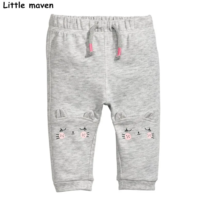 Little maven 2017 Autumn baby girls trousers cotton drawstring pants