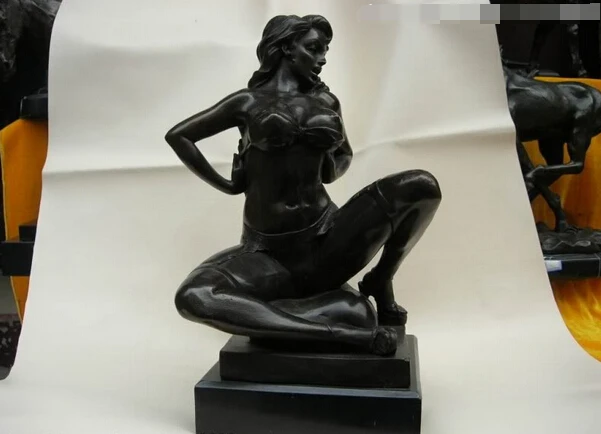 

USPS to USA S3358 Western Art oomph bronze marble nude belle sculpture