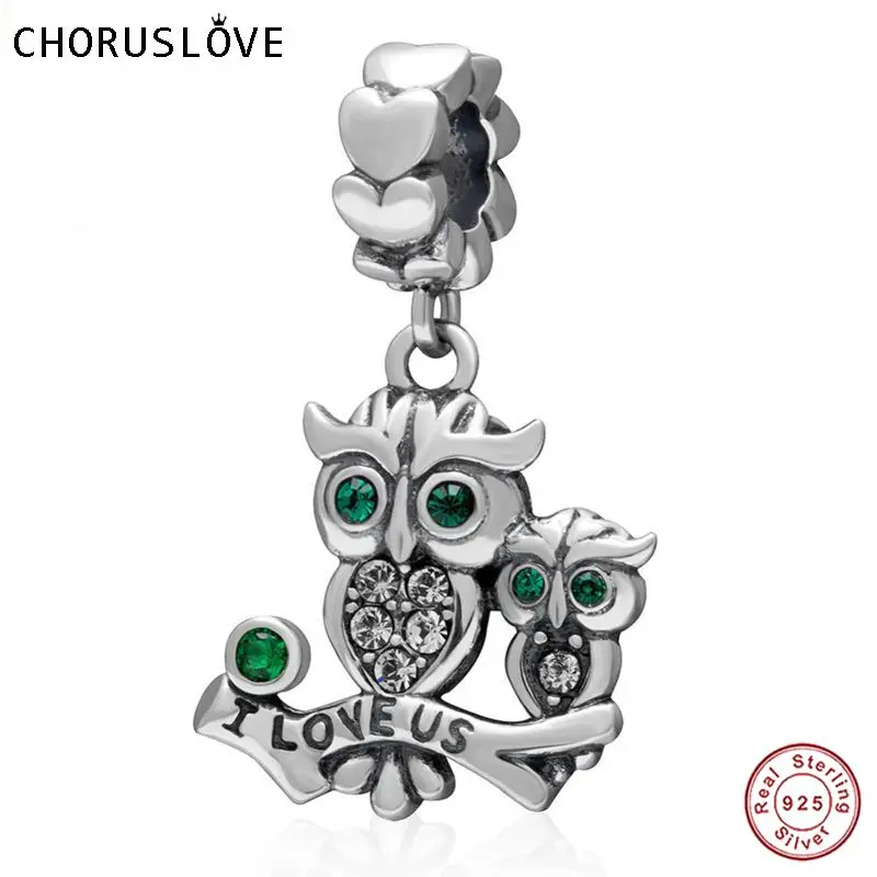 

Choruslove Owl mother and Baby Pendant Charm 925 Sterling Silver DIY Jewelry Beads fit Women Charm Bracelets SS3519