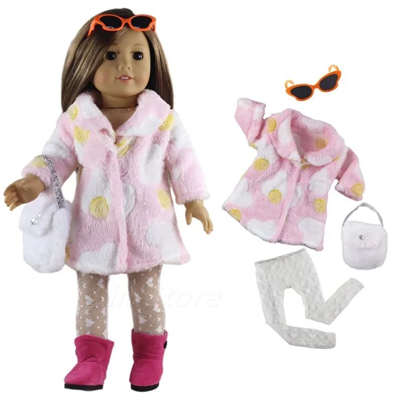 Новые 5 шт/упаковка, Набор кукольной одежды + 2 пары очки + 1 + 1 зонтик + 1 Футбол + 1 полотенце для 18 дюймов американская Кукла наряд