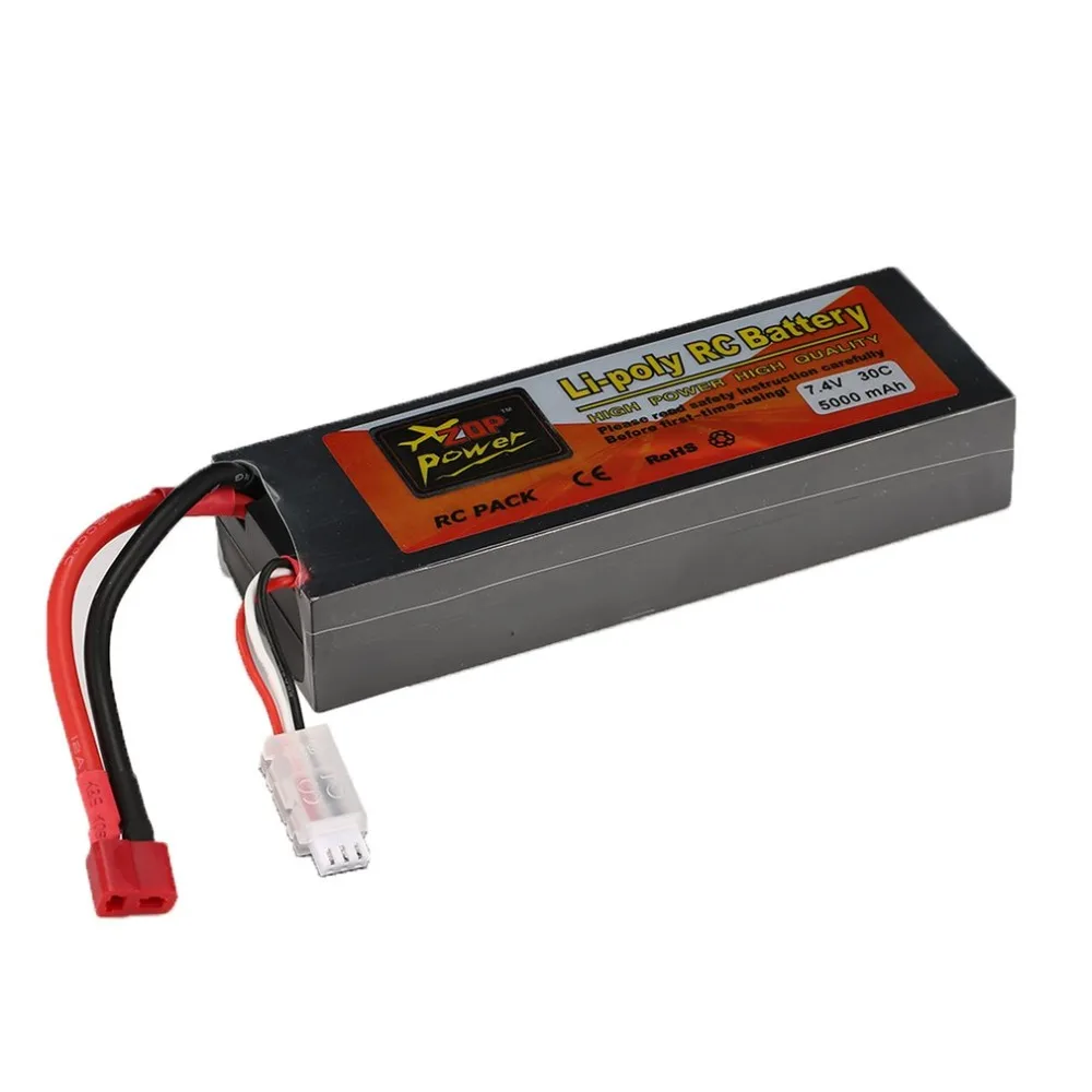 ZOP Power 7.4V 5000mAh 40C 2S 1P Lipo Battery T Plug for RC Drone Car Boat tP