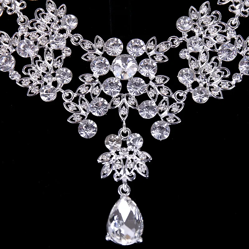 Youfir Bridal Austrian Crystal Necklace and Earrings Jewelry Set Gifts fit with Wedding Dress (5)