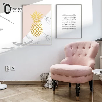 

Buzart pineapple and sheet music pink picture 2 piece landscape for living room wall No frame