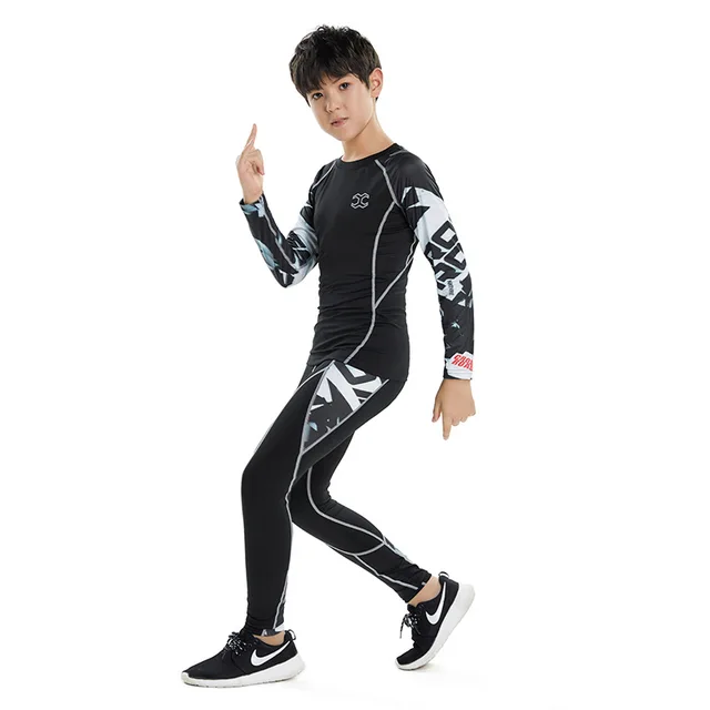 Kids Boys Running Leggings Children Fitness Gym Clothing Men Training Tights Jogging Suits