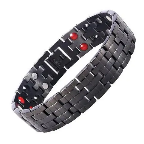 

Fashion Men's 16MM Wide Black Stainless Steel Magnetic Bracelet Negative Ion Germanium Energy Balance Wristband